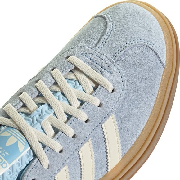 adidas Women’s Gazelle Bold- Clear Sky/Cream White/Gold Metallic, Size 9.5, NEW! - Picture 2 of 15